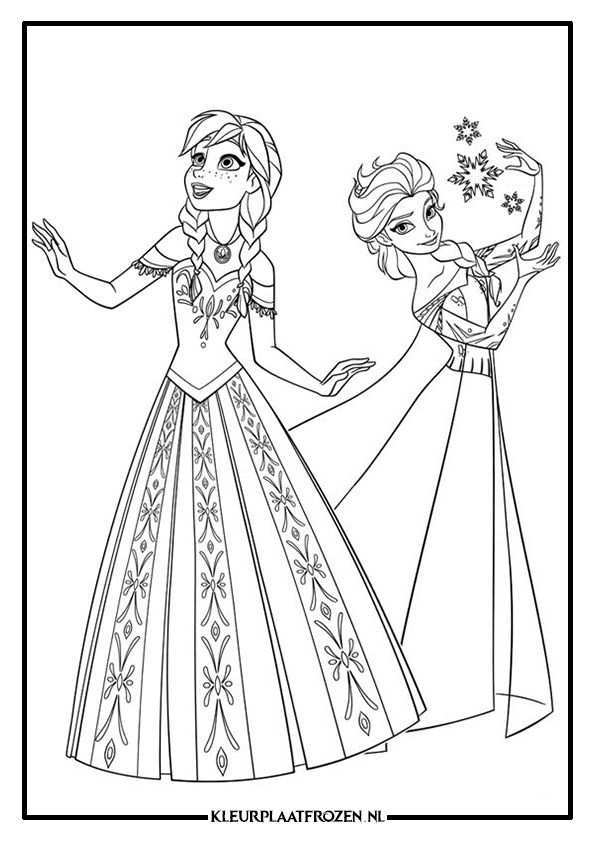 Elsa En Anna Frozen Kleurplaten Frozen Kleurplaten Kerstkleurplaten Elsa