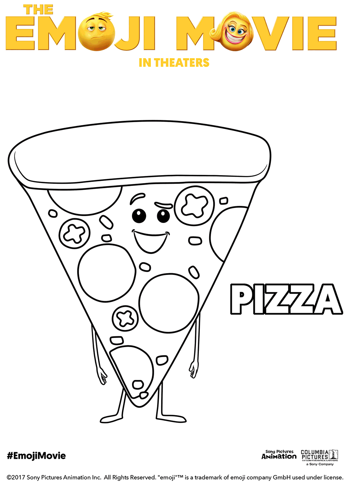 The Emoji Movie Pizza Coloring Page Emoji Coloring Pages Emoji Movie Coloring Pages
