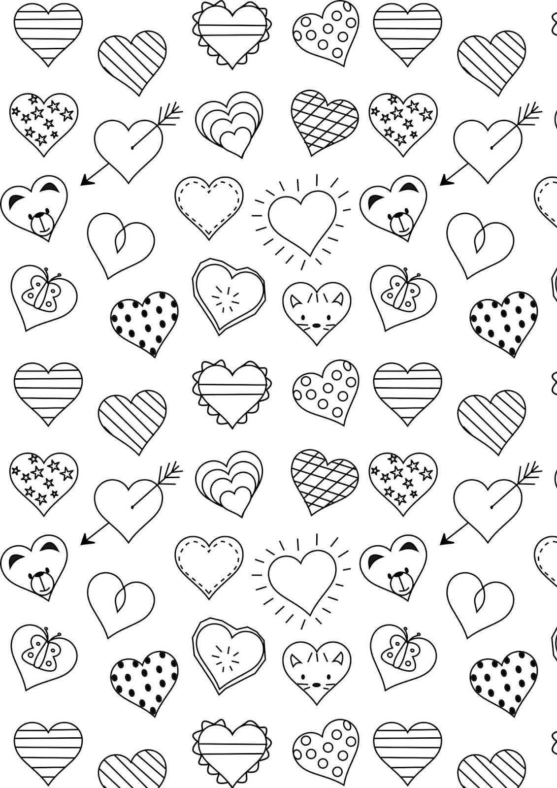 Free Printable Heart Coloring Page Ausdruckbare Ausmalseite Freebie Handbelettering B