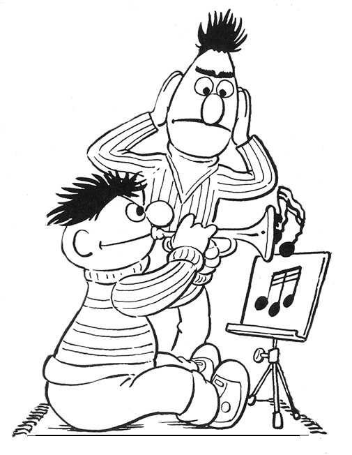 Kleurplaat Van Bert En Ernie Maken Muziek Kleurplaten Muziek Kunst Muziek