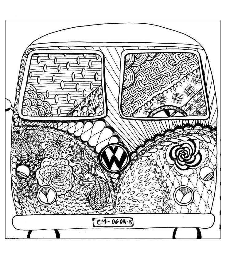 Free Coloring Page Coloring Cathym10 Hippie Camper Exclusive Coloring Page By Cathy M