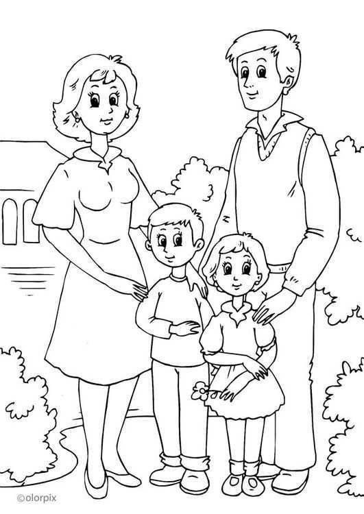 Kleurplaat 1 Familie Family Coloring Pages Family Coloring Fathers Day Coloring Page