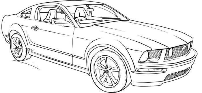 Ford Mustang Gt Lineart Coloring Page Cars Coloring Pages Camaro Car Mustang Drawing
