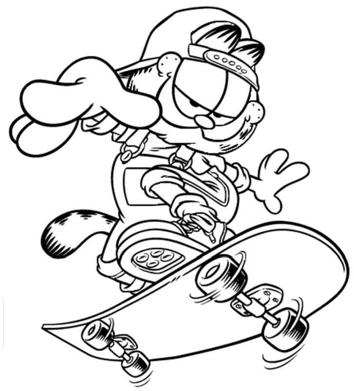 Garfield Skateboarding Cartoon Coloring Pages Coloring Pages Coloring Books