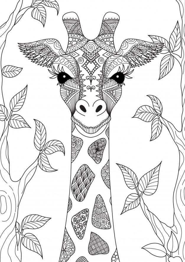 Handgetekende Giraf Mandala Kleurplaten Dieren Kleurplaten Kleur Kunst