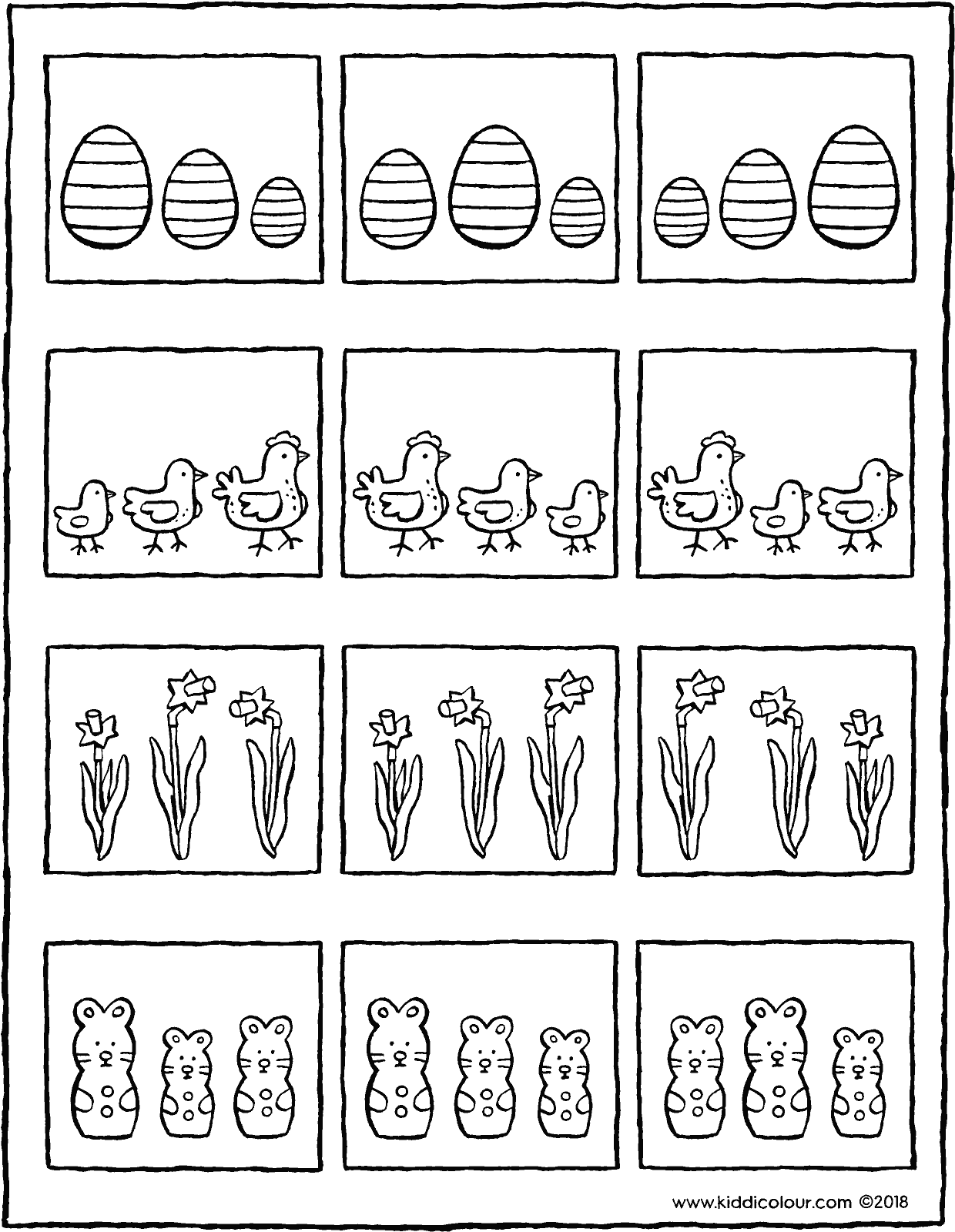 Spelletjes Waarnemen Van Groot Naar Klein Tekening Kleurplaat Kleurprent 01v Werkjes