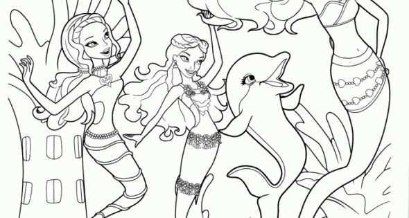 Kleurplaten H2o Zeemeerminnen Barbie Coloring Pages Barbie Coloring Dolphin Coloring