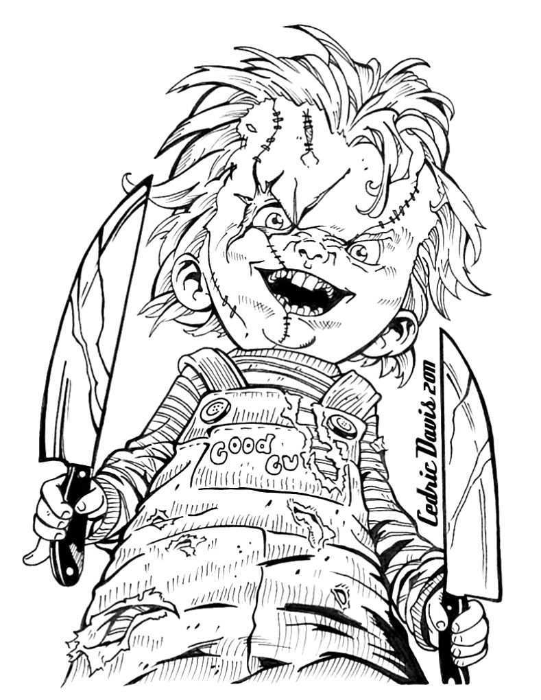 Childs Play Chucky Coloring Pages Scary Coloring Pages Halloween Coloring Pages Hallo