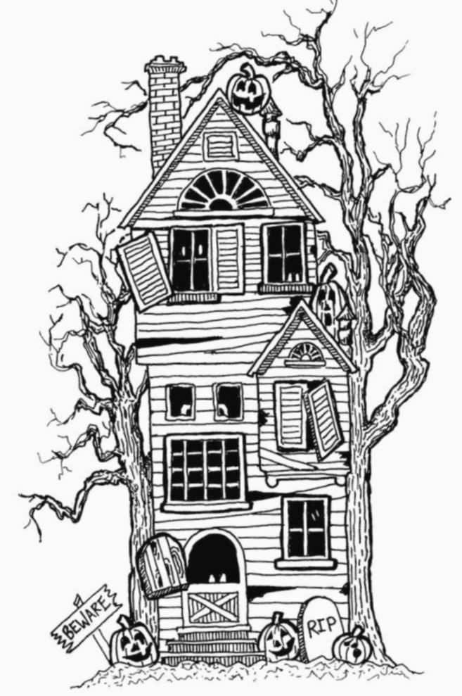 10 Cute Illustration Kids Childhood Haunted House Drawing Halloween Coloring Pages Ha