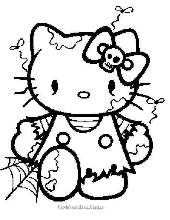 Halloween Coloring Page Of Hello Kitty As A Zombie Hello Kitty Colouring Pages Hello