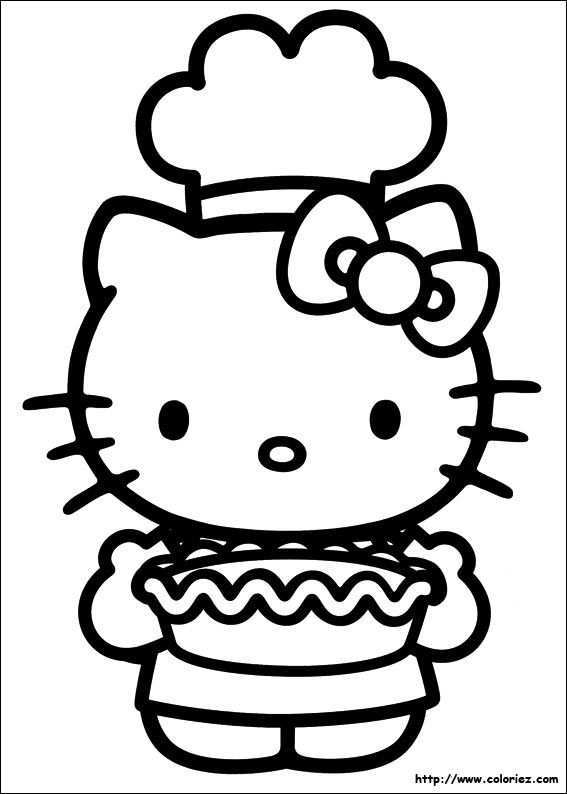 Kitty Est Un Chef Hello Kitty Kleurplaten Cartoon Tekeningen