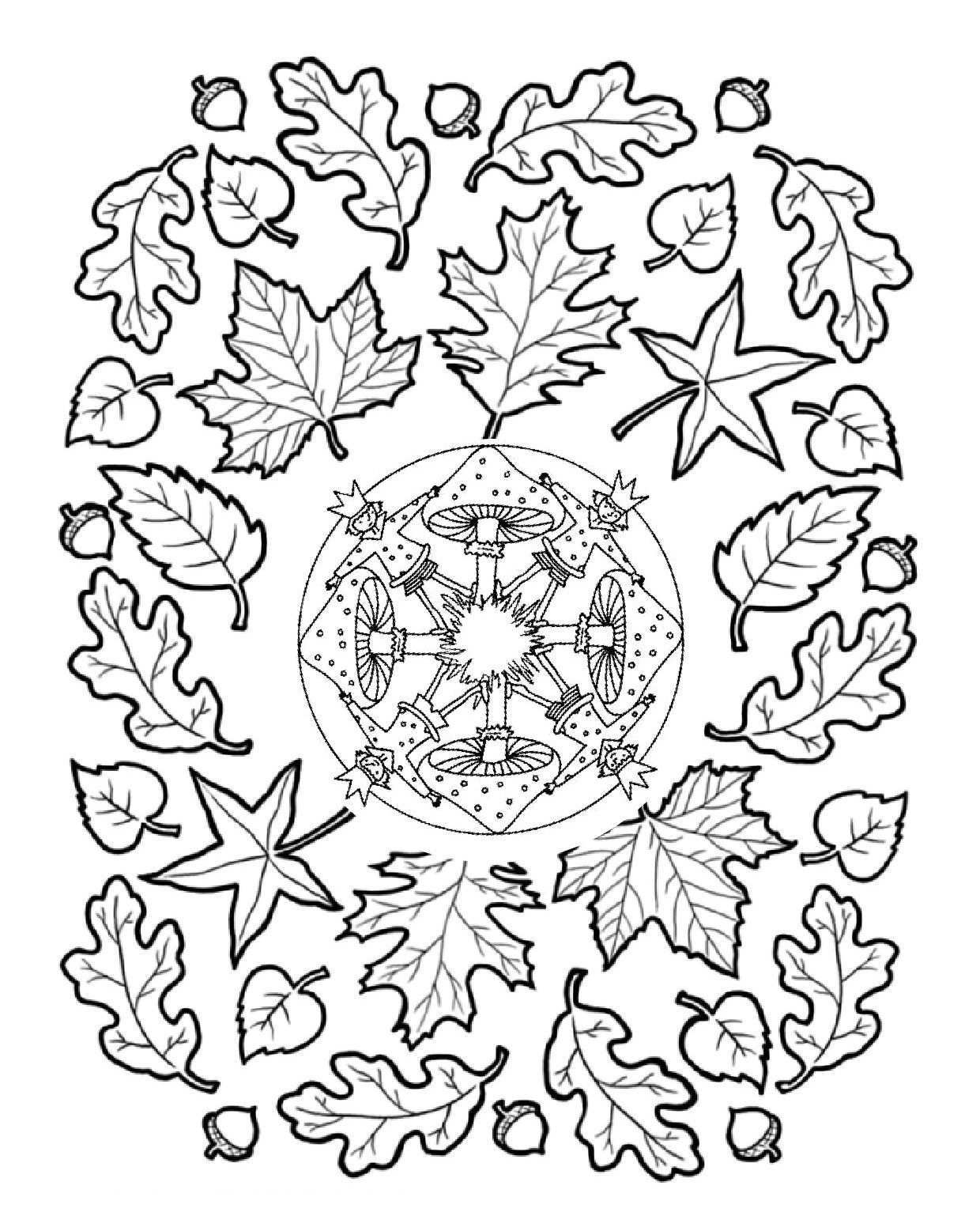 Mandala Paddenstoelen Herfstbladeren Paddenstoel Tekening Kleurplaten Mandala Kleurpl