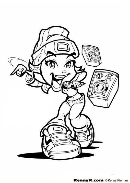 Coloring Page Girl Singer Img 10288 Moon Coloring Pages Graffiti Characters Dance Col