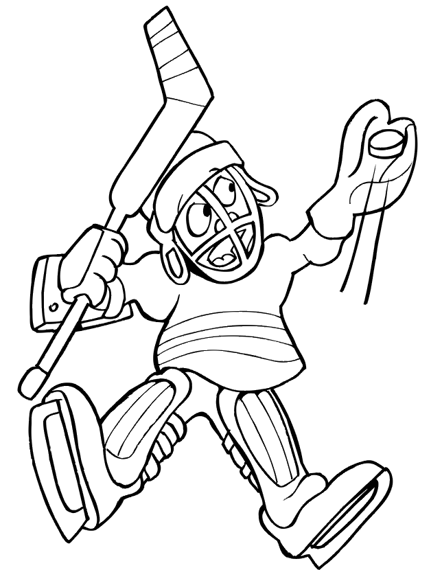 Hockey Coloring Page Kid Goalie Making Glove Save Goalie Hockey Goalie Hockey