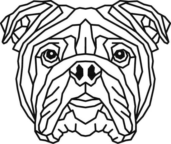 Engelse Bulldog Geometrisch Hout 50 X 60 Cm Black Honden Wanddecoratie Bulldog Geomet