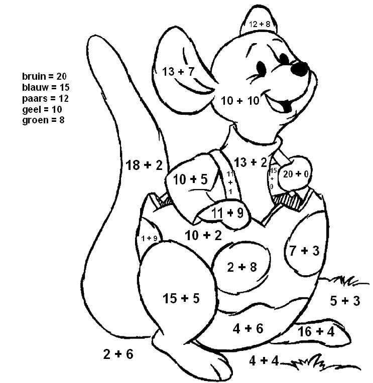 Sommenkleurplaten Tot 10 En 20 Kleuren Met Nummers Werkbladen Hoofdrekenen