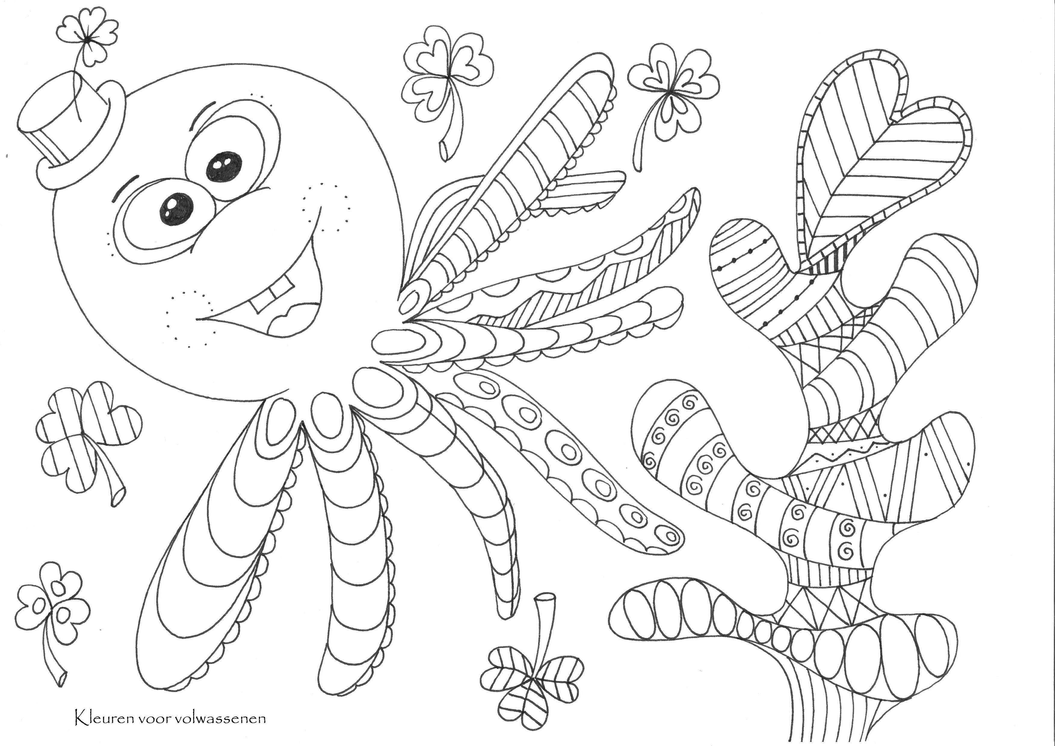 Inktvis Doodle Kleurplaten