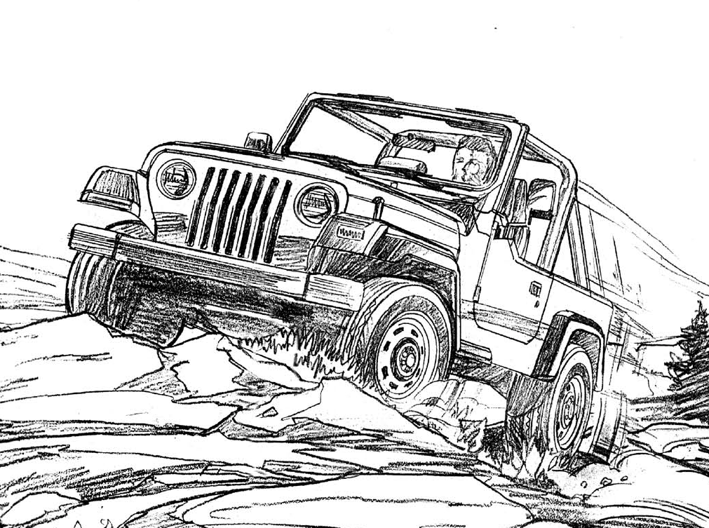 Jeep Wrangler Coloring Page For The Kids Jeep Drawing Jeep Art Cars Coloring Pages