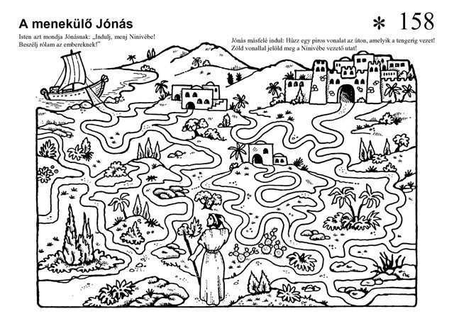Jona Zoekt De Weg Naar Nineve Sunday School Coloring Pages Bible Crafts Bible Workshe