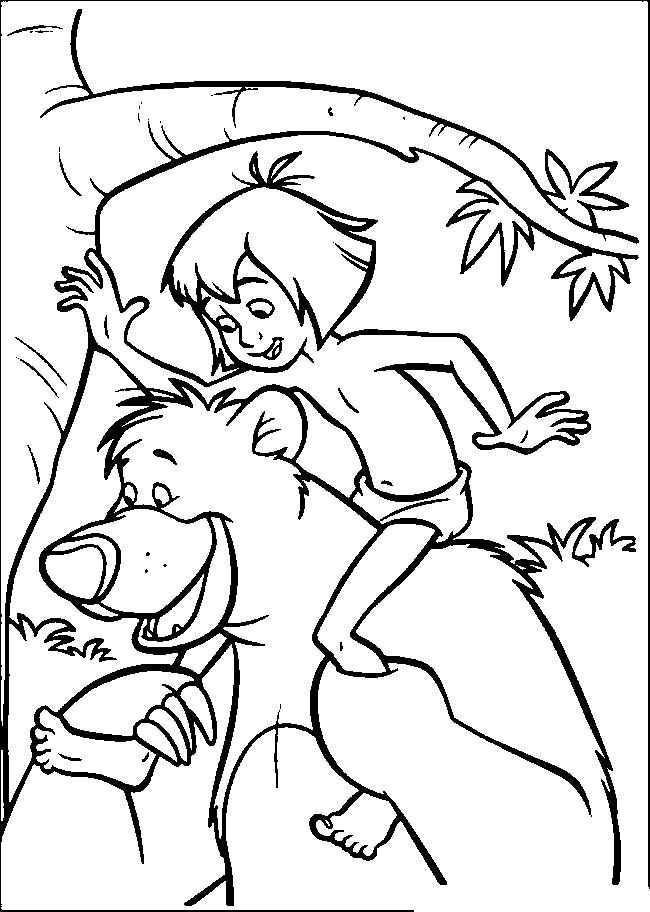 Jungle Book Mowgli Way Street With Baloo Coloring Pages For Kids Dos Printable Jungle