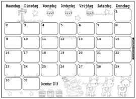 December 2019 Maandkalender Met Kerst Rendieren Print Het Zo Vaak Uit Als Je Nodig He