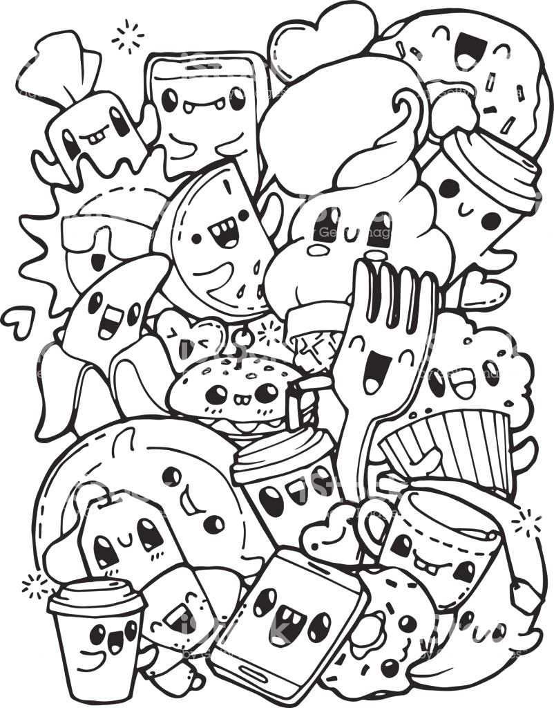 Awesome Kawaii Food Coloring Pages Luxury The Cartoon Sea Animals Are So Fun For Kids Kawaii Tekeningen Emoji Tekening Leuke Doodles