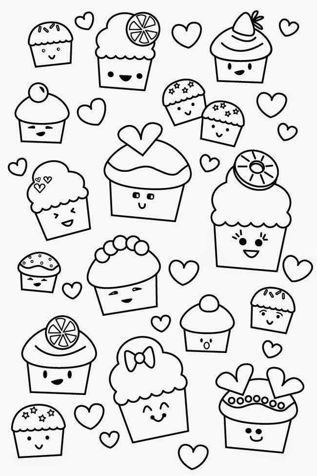 Printable Kawaii Valentine Cupcake Coloring Poster Cupcake Coloring Pages Kawaii Valentine Unicorn Coloring Pages