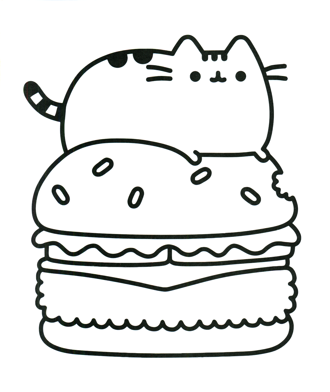 Kittyburger Kawaii Coloring Pages Cartoon Coloring Pages Cat Coloring Page Cute Color