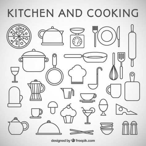 Keuken En Koken Iconen Keuken Tekenen Icoon Handlettering