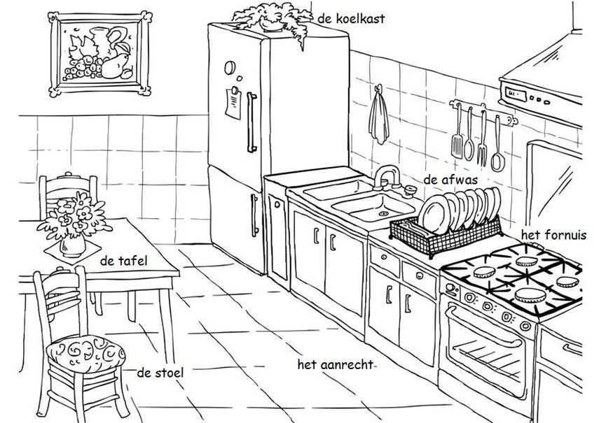 Kleurplaat De Keuken Inclusief Zelfstandig Naamwoord Lidwoord Kleurplaten Gratis Kleu