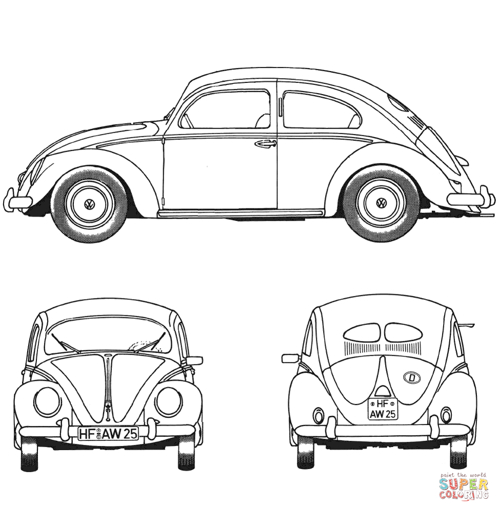 Classic Cars Free Coloring Pages Vw Kevers Volkswagen En Kleine Huisjes