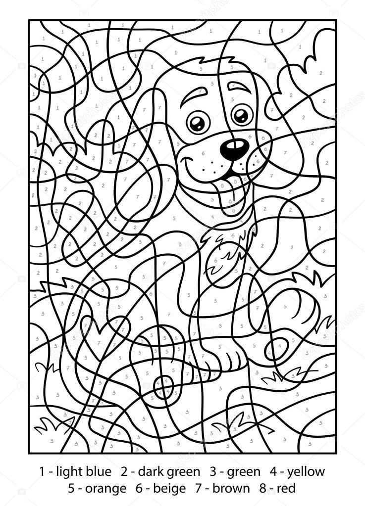 Kleuren Op Nummer Voor Kinderen Hond Kleurplaten Voor Kinderen Kleuren Kleurboek