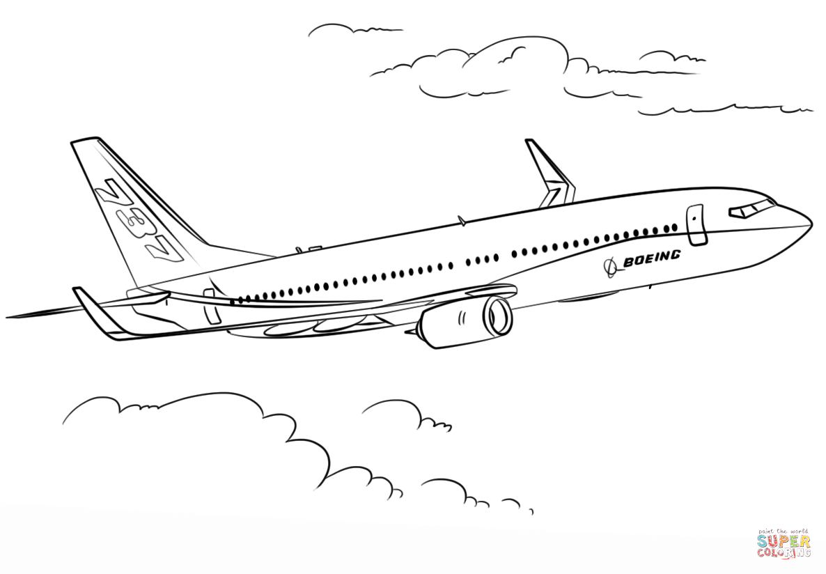 Boeing 737 Super Coloring Airplane Coloring Pages Airplane Drawing Coloring Pages