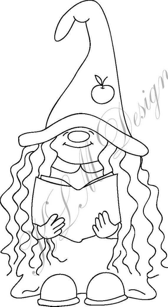 Klm Designsteacher Gnome Digital Stamp Gnomes Crafts Coloring Pages Holiday Embroider