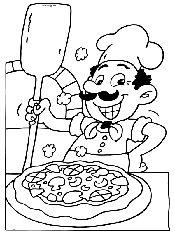 Kleurplaat Pizzabakker Pizzaria Kleurplaten Nl Knutselen Thema Eten Pizza Kunst Pizza