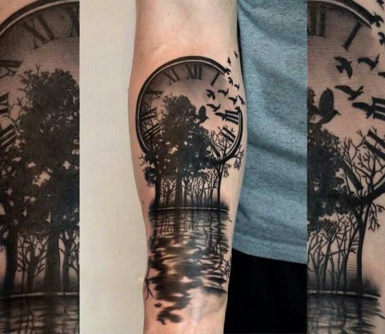 Pin By Gustavo Mariles Espinoza On Tatoo Clock Tattoo Design Lake Tattoo Clock Tattoo