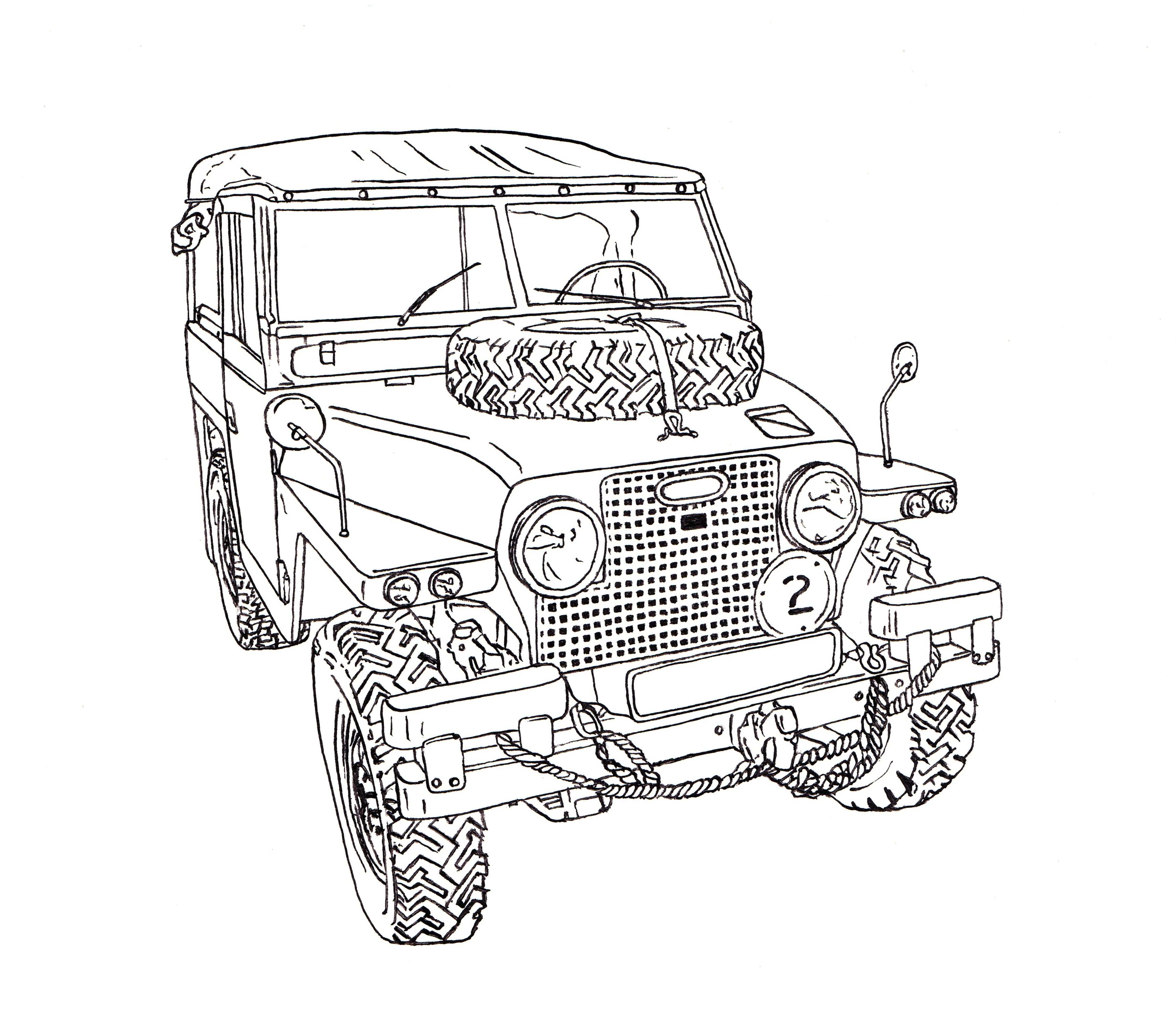 Land Rover Half Ton Lightweight Ink Drawing Land Rover Rover Ranger Retro Cars