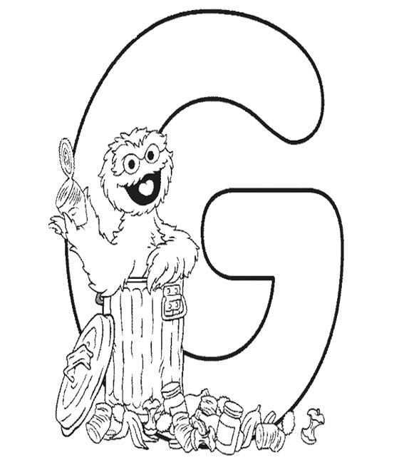 G For Elmo Coloring Pages Sesamstraat Alfabet Kleurplaten