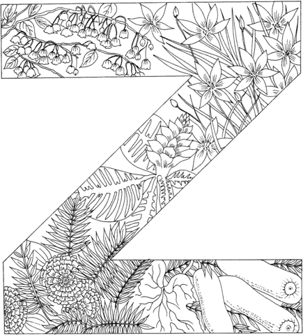 Letter Z With Plants Coloring Page From English Alphabet With Plants Category Select