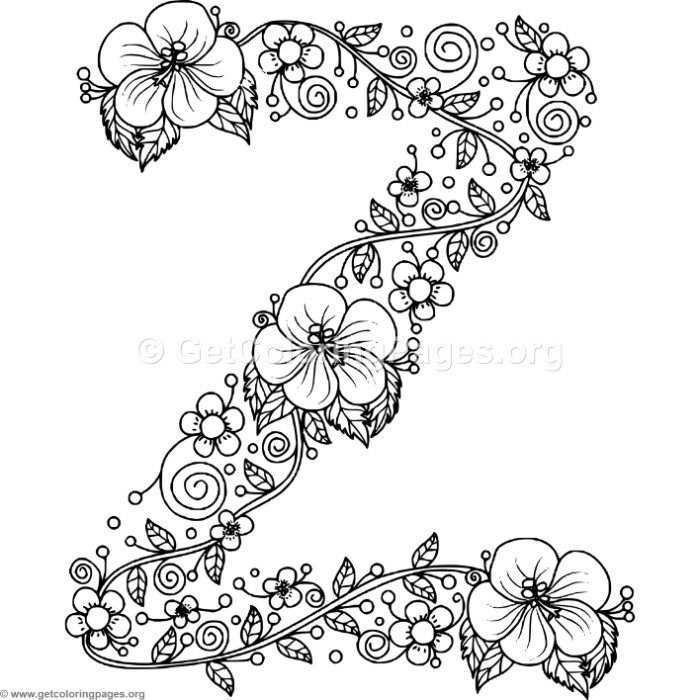 Free To Download Floral Alphabet Letter Z Coloring Pages Coloring Coloringbook Colori