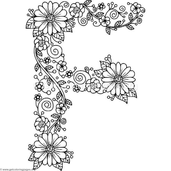 Free Downloads Floral Alphabet Letter F Coloring Pages Coloring Coloringbook Coloring