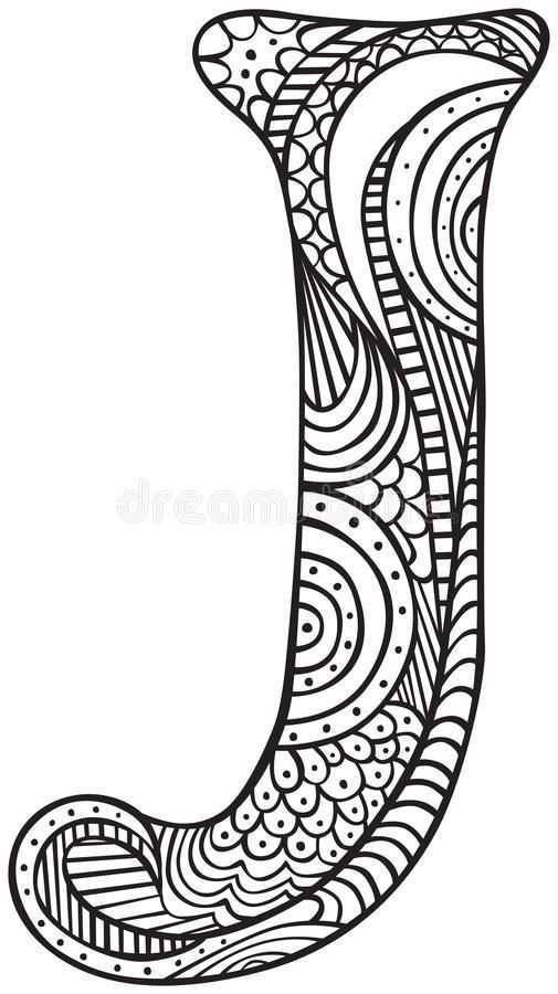 Illustrated Letter J Coloring Pages Coloring Letters Mandala Coloring Pages