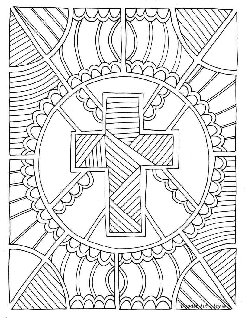 Cross Mandala Christian Coloring Cross Coloring Page Christian Coloring Book