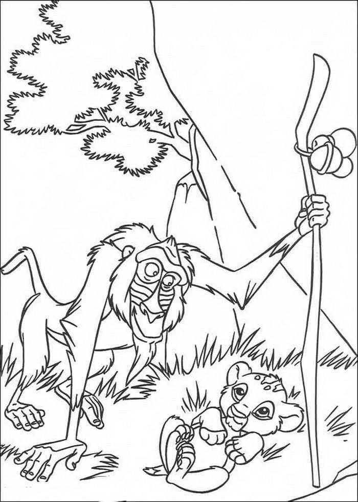 Kleurplaat Lion King Of De Leeuwenkoning Rafiki En De Net Geboren Simba Kleurboek Lee