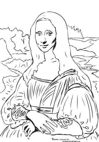 Mona Lisa La Gioconda By Leonardo Da Vinci Coloring Page Free Printable Coloring Page