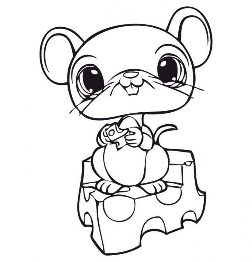 Littlest Pet Shop Cute Mouse Eating Cheese Coloring Pages Letscolorit Com Animal Colo