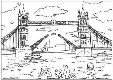 Tower Bridge Colouring Page Engeland Londen Thema