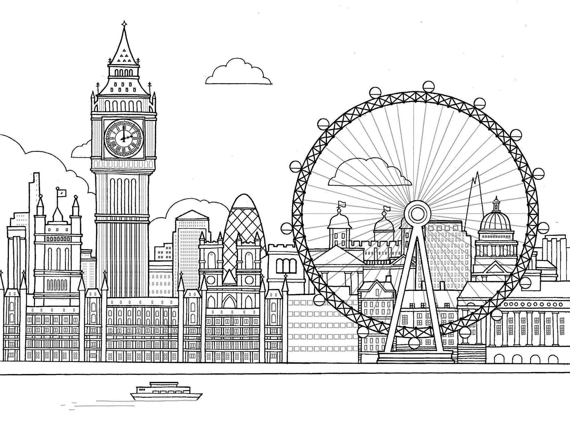 The London Eye Coloring Page London Drawing London Eye Coloring Pages