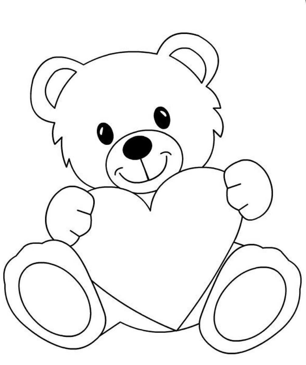 Kleurplaten Beer Met Groot Hart Bear Coloring Pages Teddy Bear Drawing Art Drawings For Kids