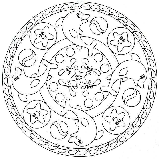 Dolphins And Sea Stars Mandala Coloring Pages Mandalas Para Colorir Desenhos Para Cri